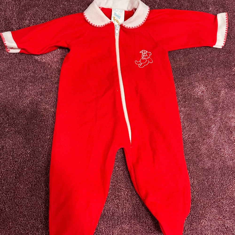 Vintage Christmas Baby One-Piece Zipper Footed Sleeper
